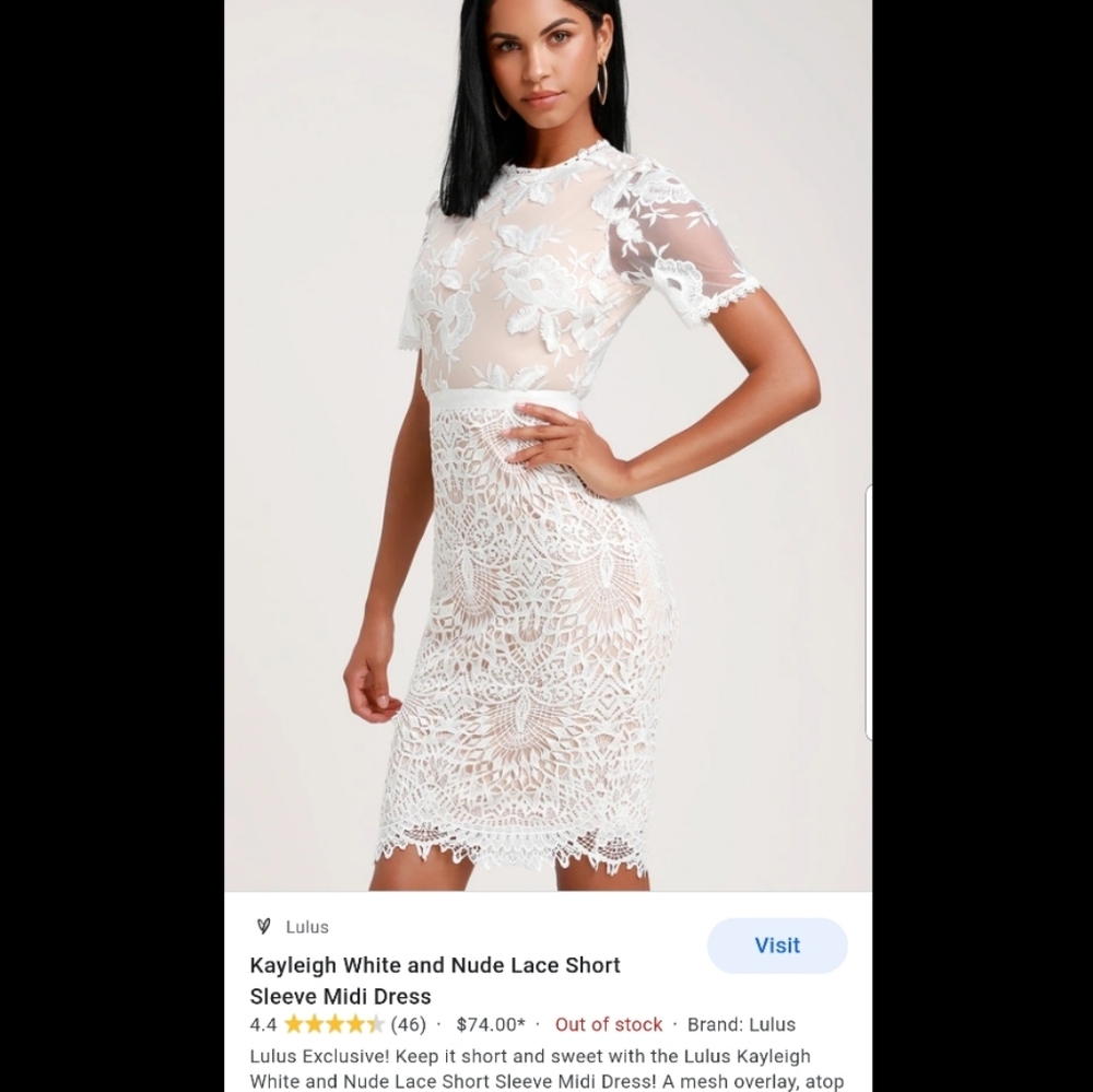 Lulus kayleigh lace white and nude short sleeve